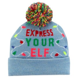 OshKosh B'gosh Girls' Fleece Hat Express Your Elfie 4-7 Kids, blue
