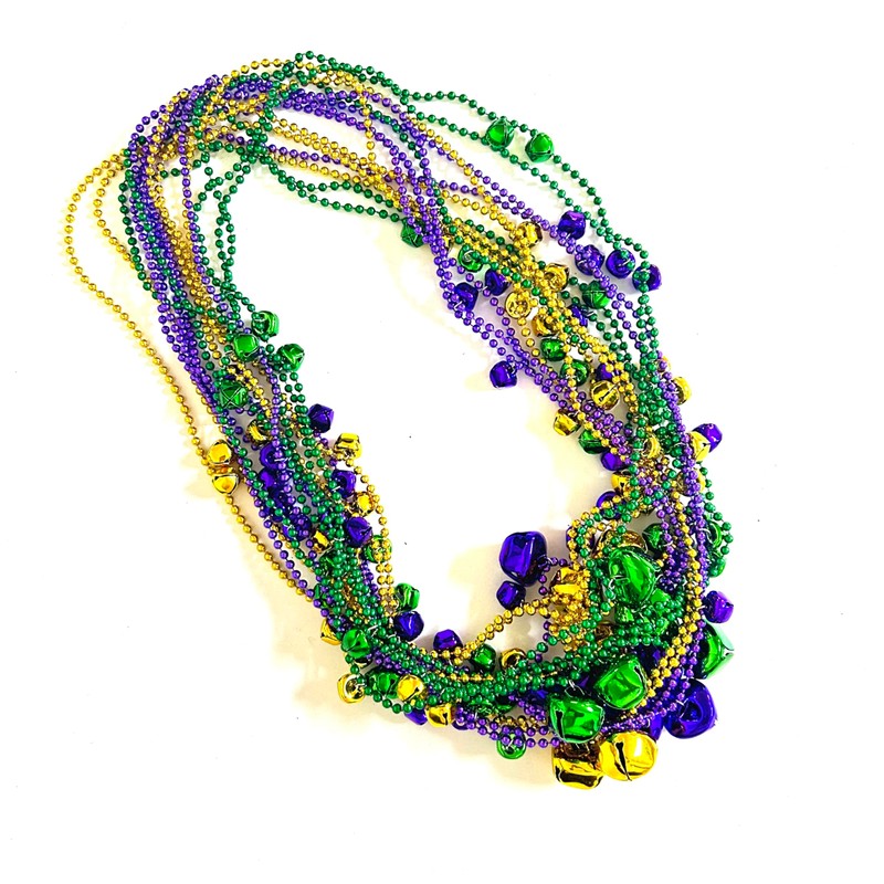 YSPPF 15 Pcs Mardi Gras Jingle Bell Beads Gold Purple