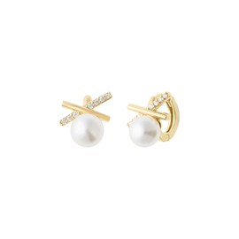 Gold&Deer 14K GF Grace pearl drop one-touch earrings yellow gold / 골드앤디어 14K GF 그레이스 진주 드롭 원터치 귀걸이 옐로우골드