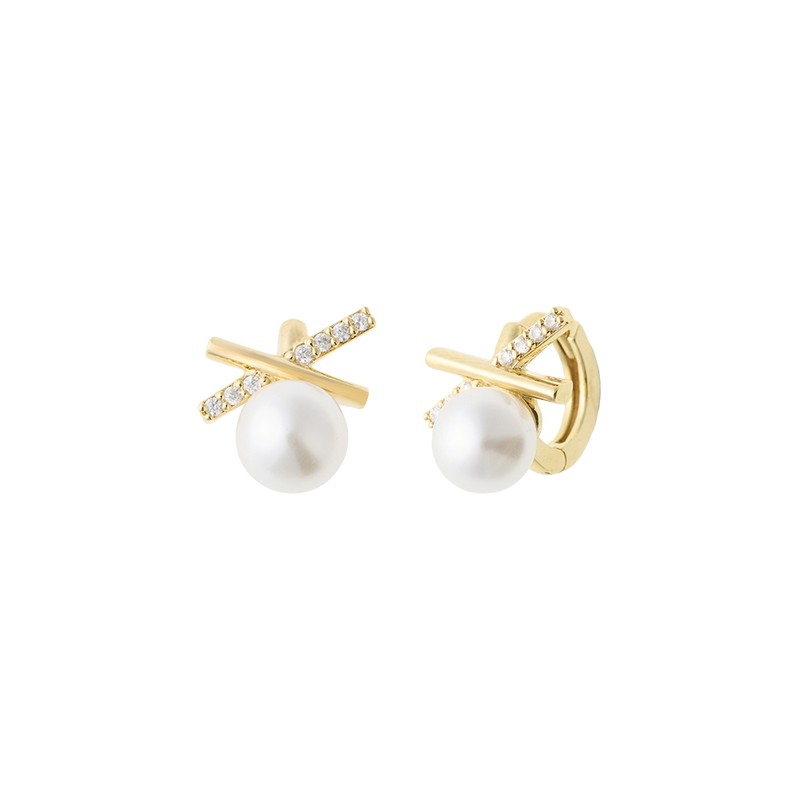 Gold&Deer 14K GF Grace pearl drop one-touch earrings yellow gold