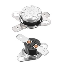 sourcing map 2pcs Bi-Metal Temperature Control Switch Thermostat 150°C 10A N.C 6.3 mm Pin de