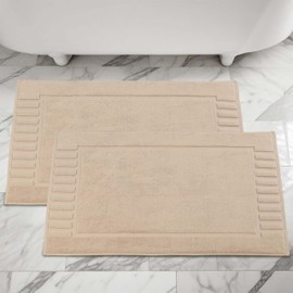 Superior 100% Cotton Bathmat Set, Bath Mats, Bathroom Decor, Shower, Bathtub Essentials, Home Accessories, Washable Rug, No Backing, Heavyweight, Leo Collection, Set of 2, 22" x 35", Camel