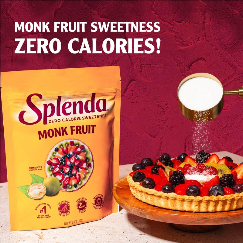 Splenda Monk Fruit Zero Calorie Plant Based Granulated Sweetener, No