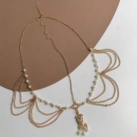 MIRKUZI Hair Bands for Women Bohemian Tassel Headband, Tassel Chain Headband, Bohemian Headband, Golden Head Chain, Girls Hair Accessories (Gold)