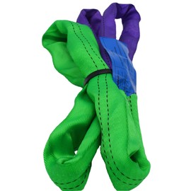 YUZENET 2" x 5' Lifting Slings Straps Polyester Heavy Duty Web Slings 4400 Lbs Vertical, 3520 Lbs Choker, 8800 Lbs Basket 2-Pack (Green/Purple)
