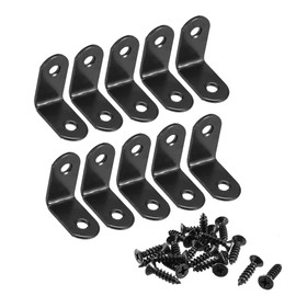 sourcing map Corner Brace Angle Bracket Fastener L Shape 30mmx30mmx16mm Black Round End with Screws, 10pcs