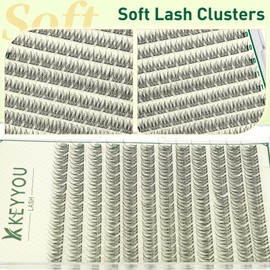 KEYYOULASH Lash Clusters Manga Lash Extension D Curl 144pcs 10-12mm Wispy Eyelash Clusters Natural Volume Eyelash Extensions Individual Lashes DIY at Home(KY10,D-10-12MIX)