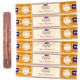 Satya Nag Champa Copal Incense Sticks | x6 pack | with SAMASIA incense sticks holder | Used for Aromatherapy, Spa, Yoga, Weddings, Meditation, Healing, Positivity and Relaxation