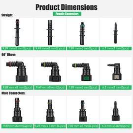 36 PCS Fuel Line Quick Connector Set, 12 Sizes Fuel Hose Fittings Adapters Kit SAE 9.89mm 9.49mm 7.89mm 6.3mm, Assorted Fuel Line Quick Connector Kit for Automotive Motorcycle