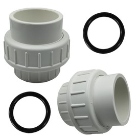 2Pcs PVC Slip Union Coupling Adapter, 1-1/2 inch PVC Union Fittings Set with Slip Socket Port Connection for Swimming Pools and Outdoor Plumbing