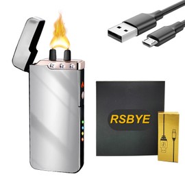 RSBYE Electric Lighter Waterproof Lighter, USB Rechargeable Flameless Electric Lighter with Compass for Outdoors Adventure Camping Hiking(Orange)