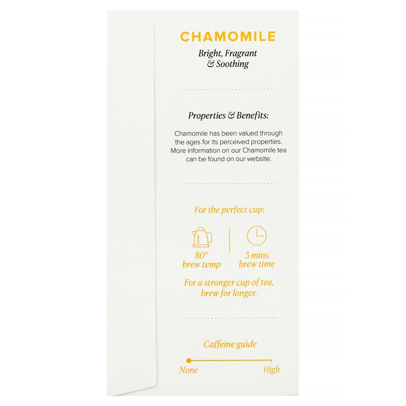 96° Chamomile Tea - 20 Pyramid Tea Bags, Individually Wrapped,