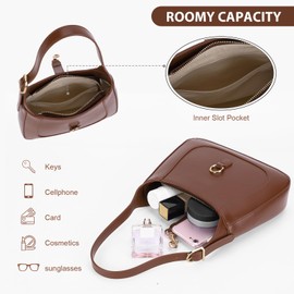 Shoulder Bag Small Shoulder Purses Adjustable Strap Vegan Leather Cute Trendy Hobo Handbags for Women (brown)