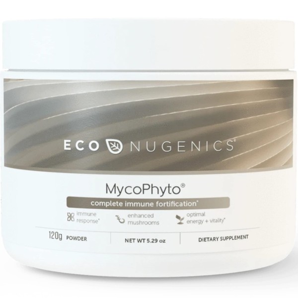 EcoNugenics - MycoPhyto Complex 120 Gram Powder - Immune System Support Mushroom Blend Supplement Reishi, Turkey Tail, Cordyceps, Maitake, Agaricus, Umbellatus- Cardio, Liver & Nootropic Brain Support