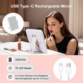 Makeup Case with LED Light Mirror, 10 Inch Professional Portable Travel Cosmetic Organizer Bah with Adjustable Dividers, USB Charging, Large Capacity, Ideal for Travel, Gift for Women Girls, Black