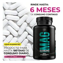 Cloruro Magnesio 100 Puro 180 Capsulas 500mg Potente Formulacion Grado Farmaceutico Maxima Biodisponibilidad Apoyo Oseo Muscular Suministro Dias