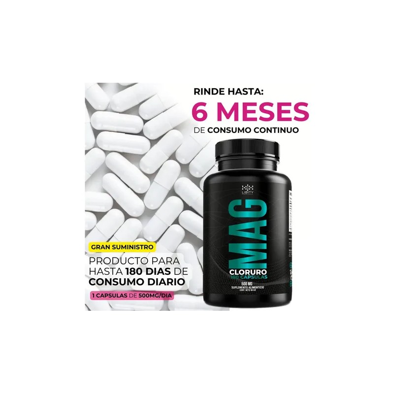 Cloruro Magnesio 100 Puro 180 Capsulas 500mg Potente Formulacion Grado