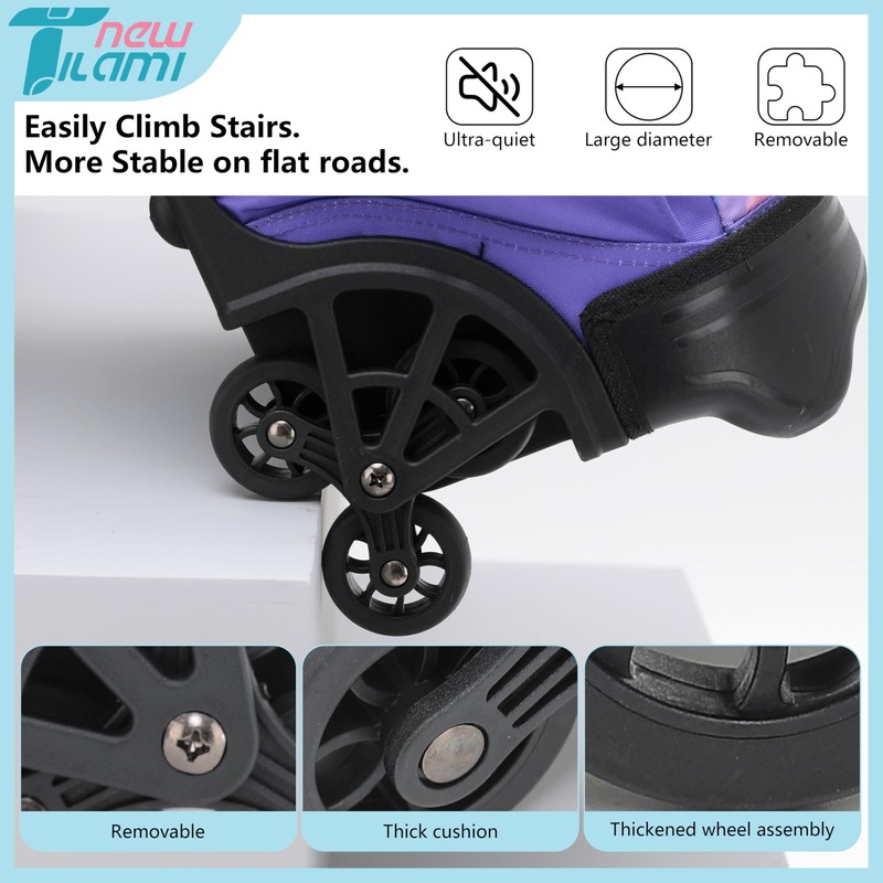 NEW TILAMI 18 Inch Rolling Backpack with Wheels for Girls