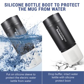 Balabulala Travel Electric Kettle, Portable Water Heater with Waterproof Silicone Boot,Personal Water Boiler with 6 Temperature Control, Boil Dry Protection,17oz