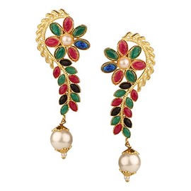 Efulgenz Crystal Rhinestone Pearl Gold Plated Round Dangle Drop Statement Bridal Wedding Earring Set Jewelry, Metal Crystal Rhinestone Stone, crystal