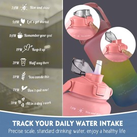 LITTLELAGOON Water Bottle 3 Pc Set with Straw 2L 300ml 900ml | Leak Proof BPA Free Motivational Drinking Bottles with Time Marker | Perfect for Sports School Office Gym Yoga Cycling for Kids Adults