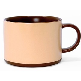 BeoNight 12oz Ceramic Coffee & Tea Mug – Modern Beige & Brown Matte Finish – Mug Warmer Compatible – Premium Minimalist Cup for Home or Office