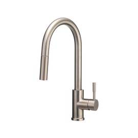 Dura Faucet RV Streamline Single Handle Pull-Down Kitchen Sink Faucet - Optional Deck Plate (Satin Nickel)