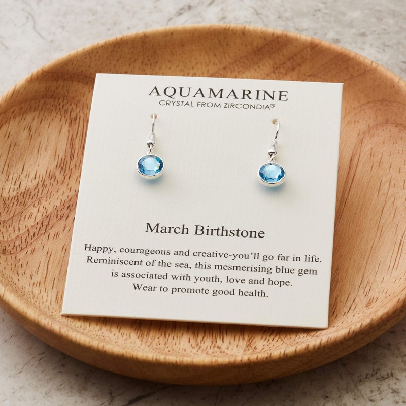 Philip Jones March Birthstone Drop Earrings Created with Aquamarine Zircondia®
