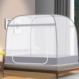 Integrated Floor Mosquito Net for Summer - Square (Gray) 120x200cm One-Touch