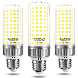 E26 LED Bulb,25W LED Corn Light Bulb 200W Equivalent 6500K Cool Daylight White 2500LM Non-dimmable Flicker Free Ceiling Fan LED Corn Bulb for Indoor Outdoor Home Garage Pack of 3