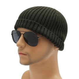 ZLYC Men Winter Knit Beanie Hat Warm Ribbed Fashion Daily Skull Cap(Solid Army Green),One Size