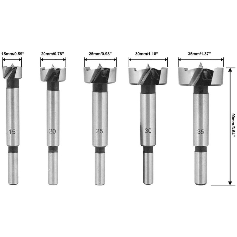 Malayas Forstner Wood Drilling 5 Pieces Drill Bit Set 15mm