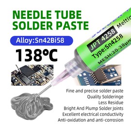 Sn42-Bi58 Solder Paste, No Clean Lead Free 30g Soldering Paste, 138℃ Melting Point, Low Temp Solders Pastes for Electronics Flux for BGA, SMD Repair (1 Pack)