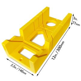 Hanpex 12 Inch Heavy Duty Mitre Box Cuts both 45 degree and 90 degree Miter Angles for Accurate Cutting, Impact-Resistant ABS plastic Miter Box for DIYer, Woodworker, Woodcarver, Carpenter, Yellow