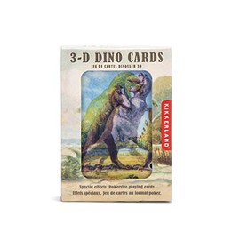 Kikkerland 3-D Dinosaurs Collectable Playing Cards, Lenticular Playing Cards, Pterodactyl to T-Rex, Perfect for Patience, Poker, Bridge or Whist