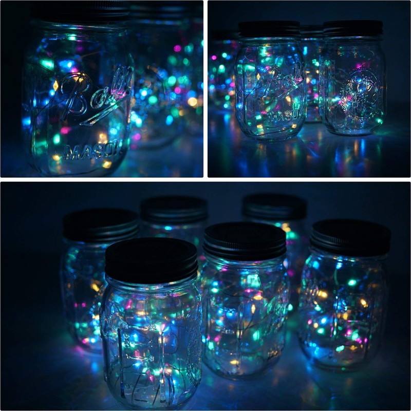 Decorman Solar Mason Jar Lid Lights, 6 Pack 20 LED