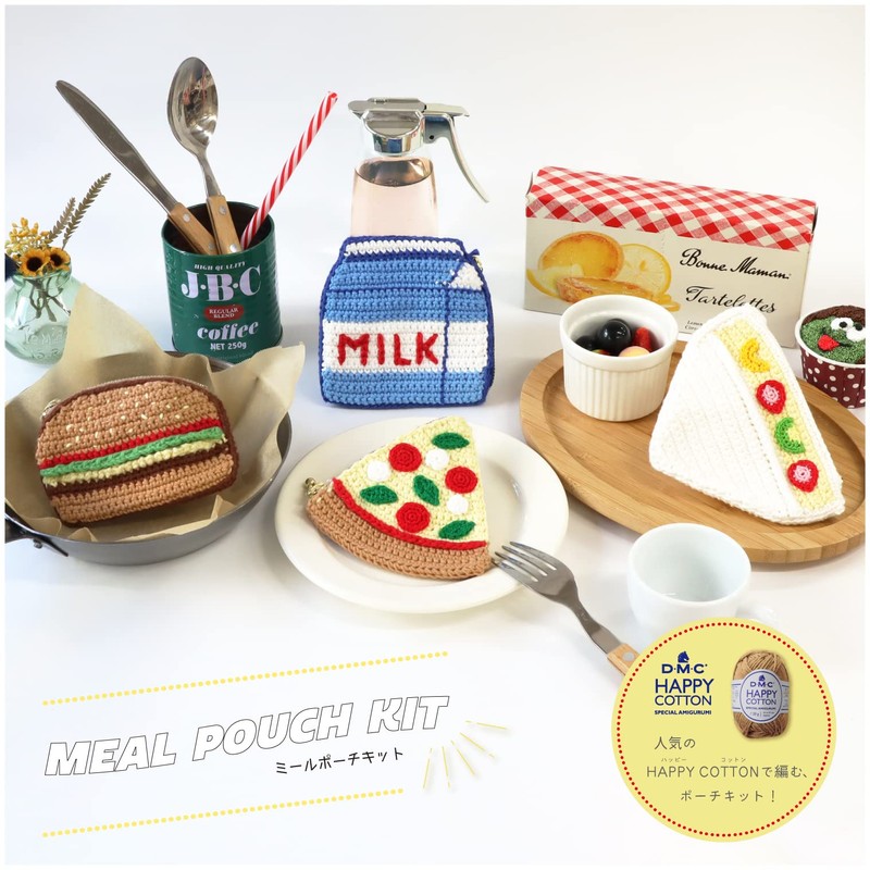 KIYOHARA HAPPY COTTONN Knitting Meal Pouch Kit, Fruit Sand, Includes