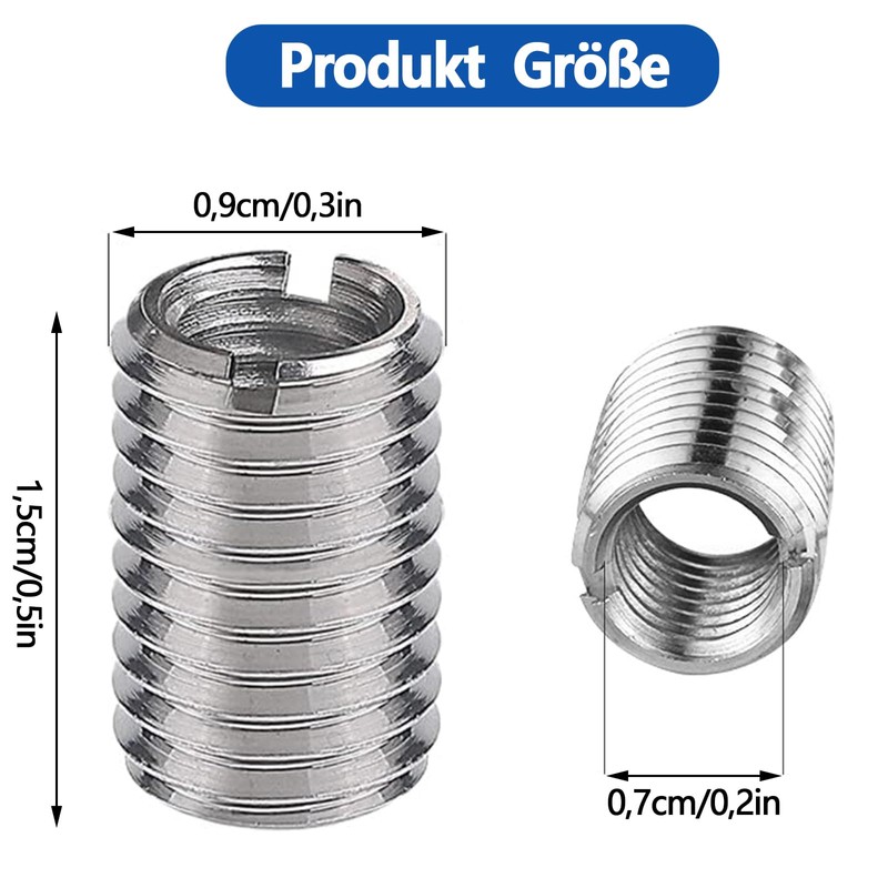 Thread Insert, 12 Pieces Thread Inserts, M8 to M10, Threaded
