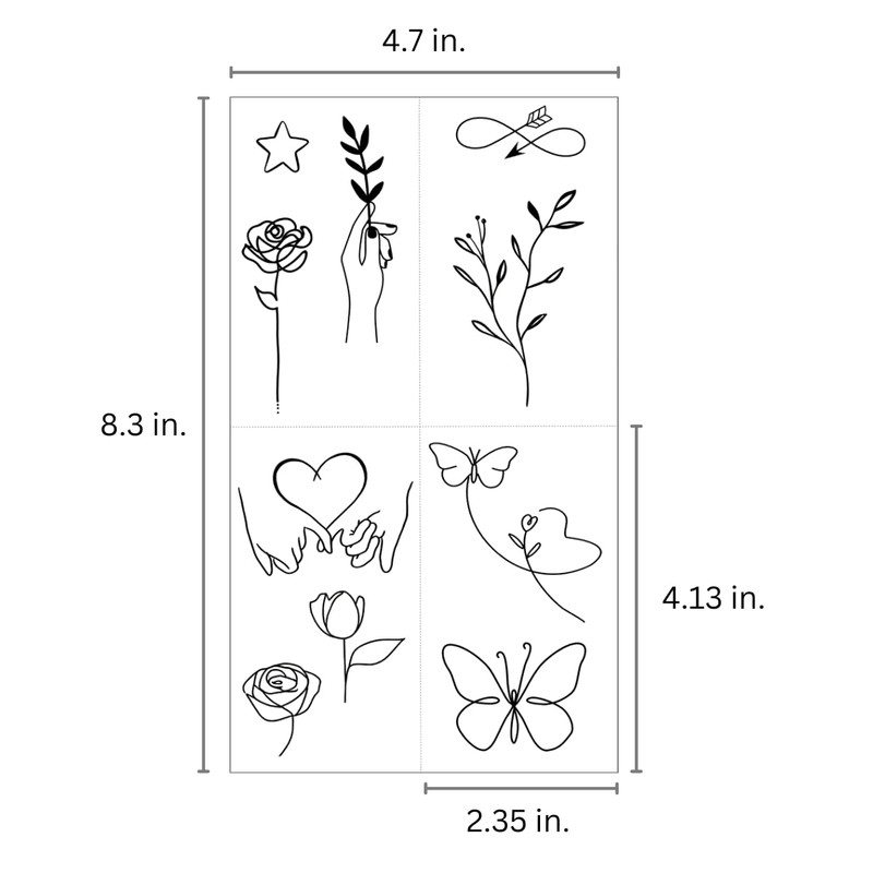 One Grace Mini Fine Line Temporary Tattoos - Realistic Long
