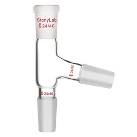 StonyLab Three Way Adapter, 3 Way Distilling Adapter with 24/40 Connections for Distillation Apparatus, Distillation Head