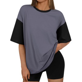 Trendy Queen Oversized T-Shirts for Women Summer Workout Loost Fit Short Sleeve Tops Casual Y2K 2025 Fashion Basic Tees Darkgrey XXL