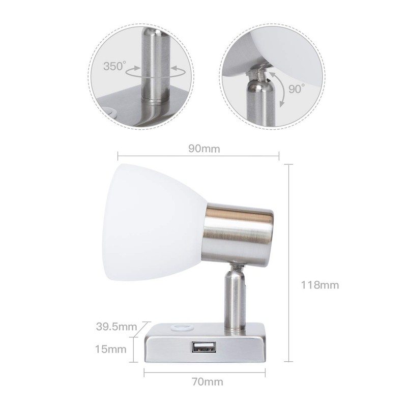 12V Reading Light LED RV Interior 3W with USB Port