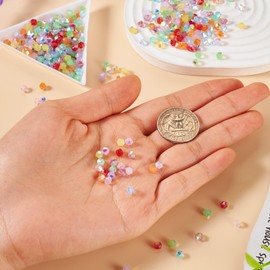 Magibeads 400Pcs 4.5x4mm Iridescent Bicone Glass Beads Faceted Crystal Pony Beads 10 Colors for Crafts DIY Bracelets Beading Jewelry Making Supplies