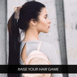 The Finest Life Silk Scrunchies Pure Mulberry Silk 22 Momme for Women, Hair-Friendly, Luxurious Elastic Scrunchies 3 Pack (Champagne)