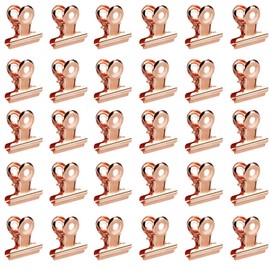 Metal Clips, Small Bulldog Paper Clips, Multi-function Metal Clips for Photos, Offices, Kitchen at Home, Pack of 30, 20 mm (Rose Gold)