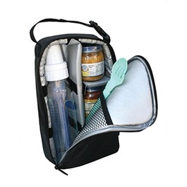 J.L. Childress Pack 'N Protect for Baby Bottles - Insulated Breast Milk Cooler Travel Bag for Moms, Portable Storage for Glass Baby Bottles & Food Containers, For Daycare or On the Go - Black