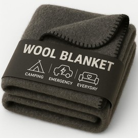 Wool Camping Blanket – 70% Wool Heavy-Duty Military Style Throw, Warm & Washable, Fire Retardant Cover for Emergency, Survival & Outdoor Use – Perfect for Camping, Car, Home & Hiking, Grey 62x84