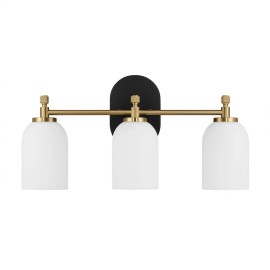 Meadows Three Light Brushed Gold Bathroom Vanity Wall Light 20.5 In White Frosted Glass Contemporary DesignColor: as Pic Color
