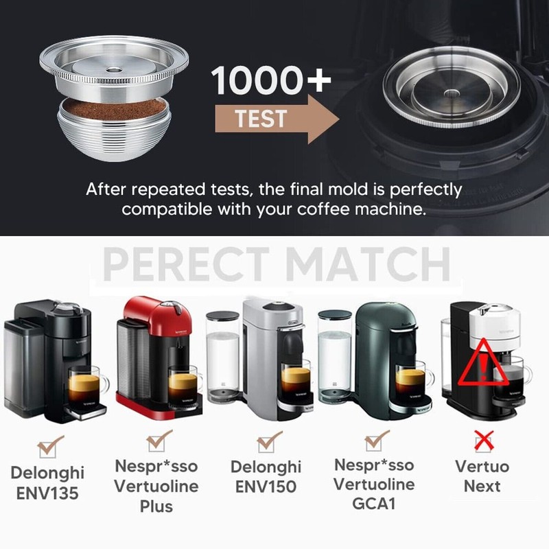 RECAFIMIL Stainless Steel Refillable Coffee Pods Compatible for Nespresso VertuoPlus,St.