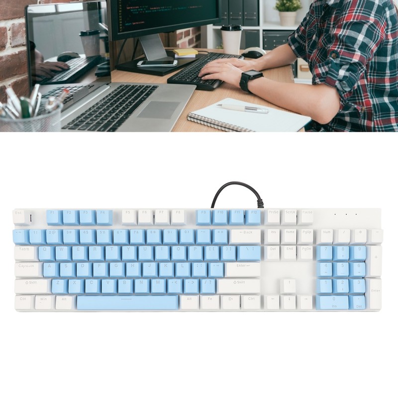 104 Key Mechanical Gaming Keyboard 28 Backlight Modes Blue Switch